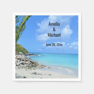 Beautiful Turquoise Tropical Beach Wedding Napkin