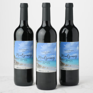 Beautiful Turquoise Tropical Beach Wine Making Label