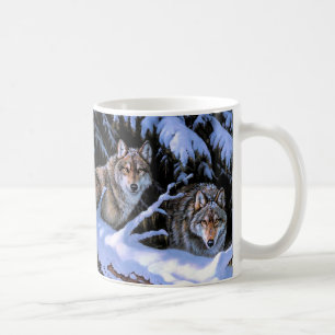 Beautiful Two Wolves Paintings Coffee Mug