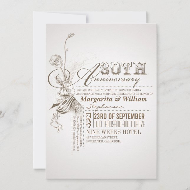 beautiful typography 30th anniversary invitations (Front)