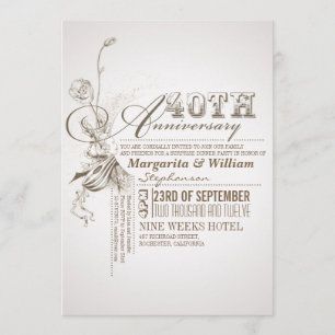 beautiful typography 40th anniversary invitations