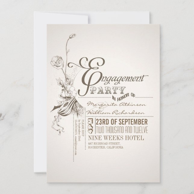 beautiful typography engagement party invitations (Front)