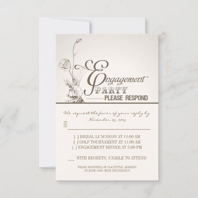 beautiful typography engagement party RSVP (Front)