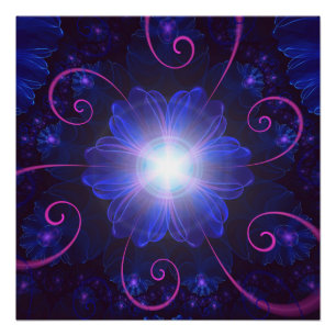 Beautiful Ultra Violet Fractal Nightshade Flower Poster