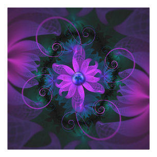 Beautiful Ultraviolet Lilac Orchid Fractal Flowers Photo Print