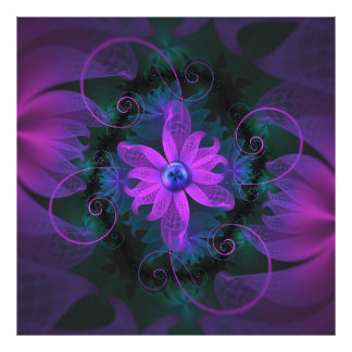 Beautiful Ultraviolet Lilac Orchid Fractal Flowers Photo Print
