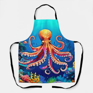 Beautiful Underwater Octopus Art Apron