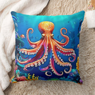 Beautiful Underwater Octopus Art Cushion