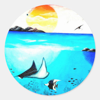 Beautiful Underwater Scene Painting Classic Round Sticker