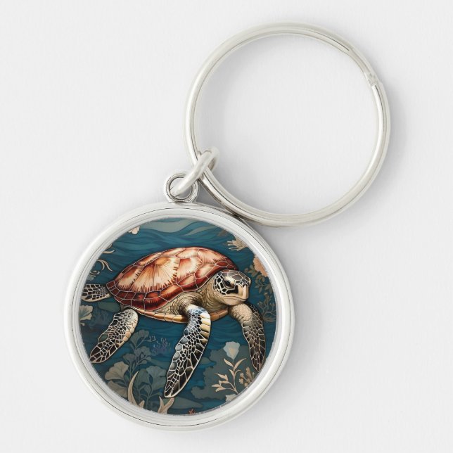 Beautiful Underwater Sea Turtle   Key Ring (Front)