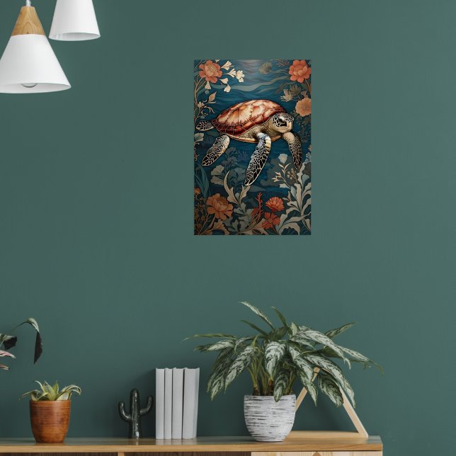 Beautiful Underwater Sea Turtle   Poster (Living Room 1)