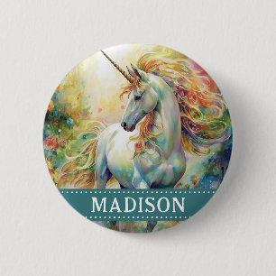 Beautiful Unicorn Button with Custom Name