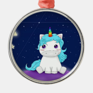Beautiful unicorn colour spectrum metal ornament