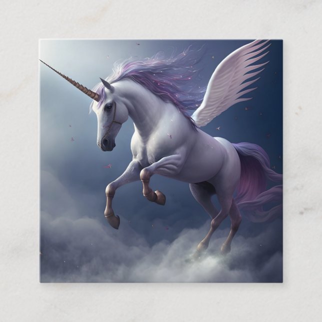 Beautiful Unicorn Colourful Background Square Business Card (Front)