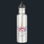 Beautiful unicorn face floral watercolor design 710 ml water bottle<br><div class="desc">Beautiful fun colourful Unicorn face watercolor floral design. The perfect gift for the girl in your life with this beautiful watercolor unicorn illustration and space to personalise. Part of a collection.</div>