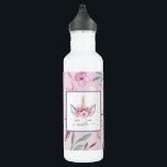 Beautiful unicorn face floral watercolor design 710 ml water bottle<br><div class="desc">Beautiful fun colourful Unicorn face watercolor floral design. The perfect gift for the girl in your life with this beautiful watercolor unicorn illustration and space to personalise. Part of a collection.</div>