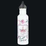 Beautiful unicorn face floral watercolor design 710 ml water bottle<br><div class="desc">Beautiful fun colourful Unicorn face watercolor floral design. The perfect gift for the girl in your life with this beautiful watercolor unicorn illustration and space to personalise. Part of a collection.</div>