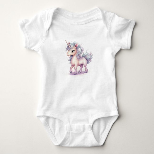 Beautiful Unicorn, Girl Gift  Baby Bodysuit (Front)