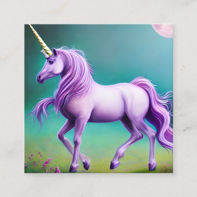 Beautiful Unicorn Horse Graphic Square Business Card (Front)