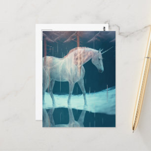 Beautiful Unicorn in a Frozen Landscape Postcard