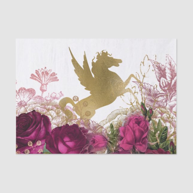 Beautiful unicorn in the flowers party tissue tissue paper (Front)