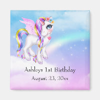 Beautiful Unicorn with Rainbow Mane Save the Date