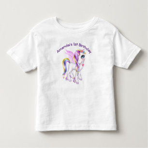 Beautiful Unicorn with Rainbow Mane & Tail Toddler T-Shirt