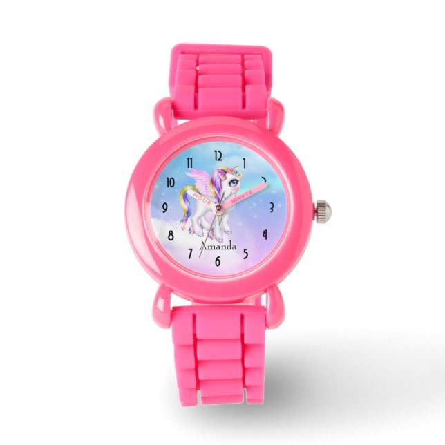 Beautiful Unicorn with Rainbow Mane & Tail Watch (Front)