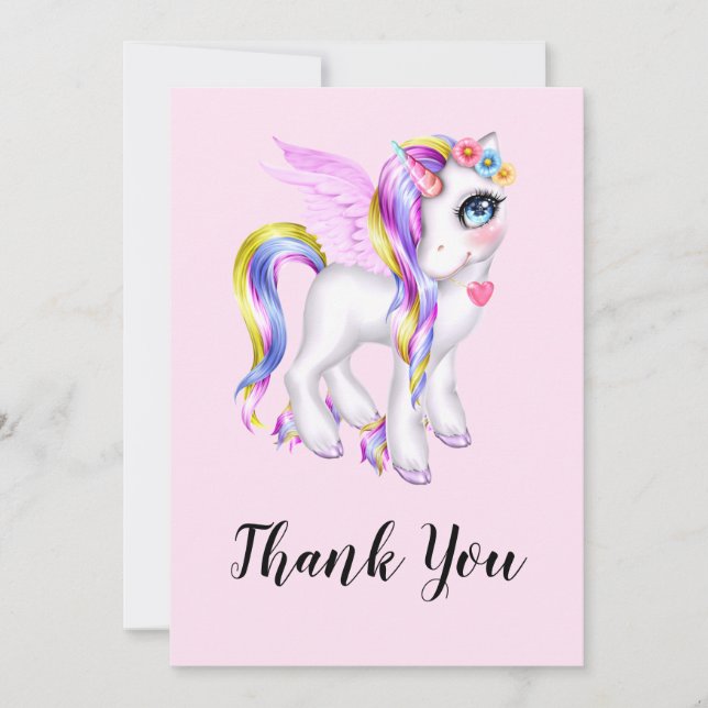 Beautiful Unicorn with Rainbow Mane Thank You (Front)