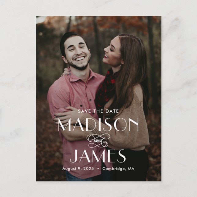 Beautiful Union Modern Save The Date Postcard (Front)