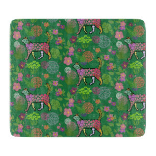 Beautiful Unique Colourful Floral Cat Cutting Board