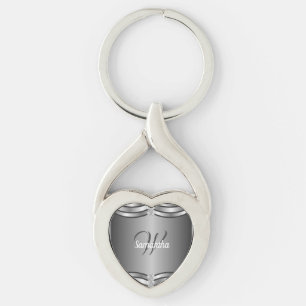 Beautiful Unique Geometric Silver Monogrammed Key Ring