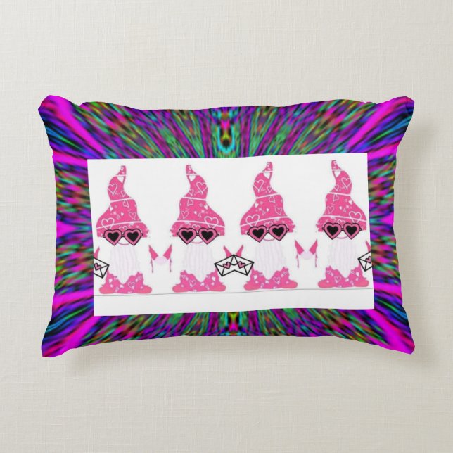 Beautiful unique valentines day gnomes decorative cushion (Front)