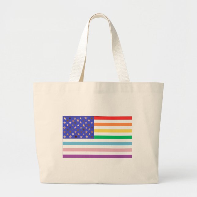 Beautiful USA FLag  Large Tote Bag (Front)