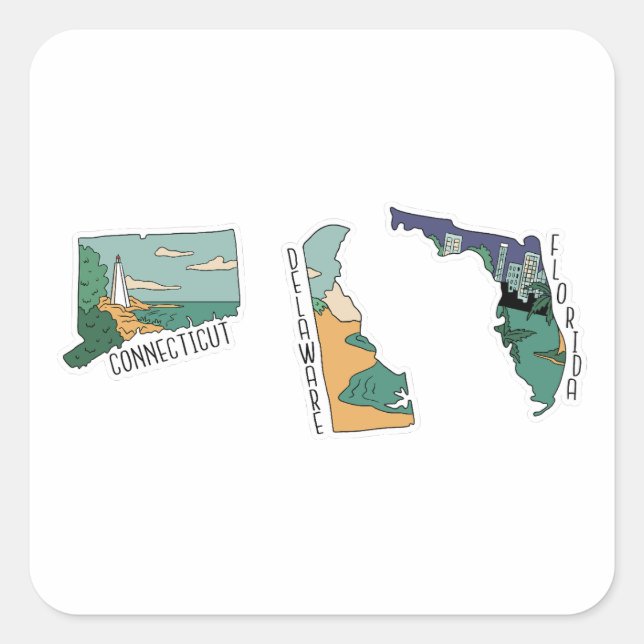 BEAUTIFUL USA STATES LANDSCAPE POSTCARD SET  SQUARE STICKER (Front)