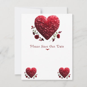 Beautiful Valentine's Day Flower Petals Hearts Save The Date