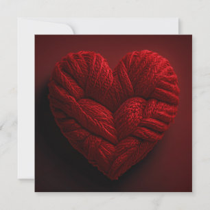 Beautiful Valentines Day Heart Made Of red Yarn Save The Date