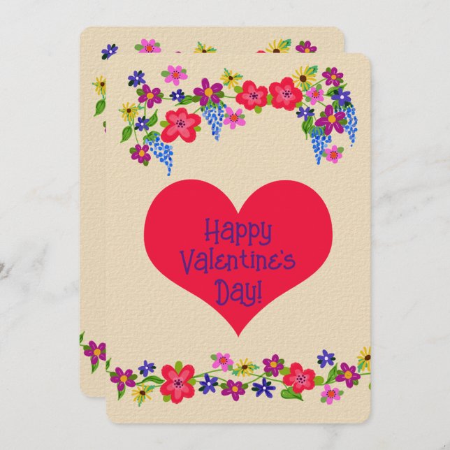 Beautiful Valentine's Day Hearts and Flowers (Front/Back)