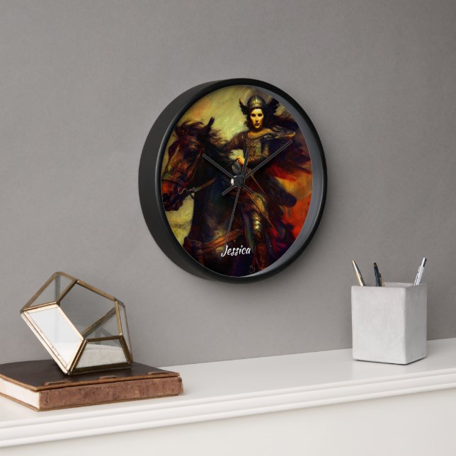 Beautiful Valkyrie on Horseback Clock (Office)