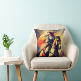 Beautiful Valkyrie on Horseback Cushion