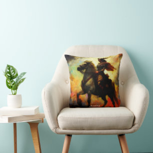 Beautiful Valkyrie on Horseback Cushion