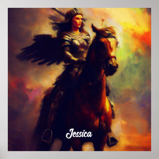 Beautiful Valkyrie on Horseback Poster