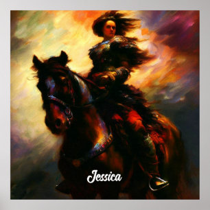 Beautiful Valkyrie on Horseback Poster