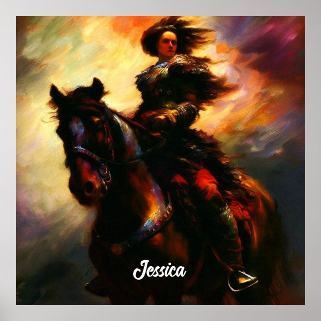 Beautiful Valkyrie on Horseback Poster (Front)