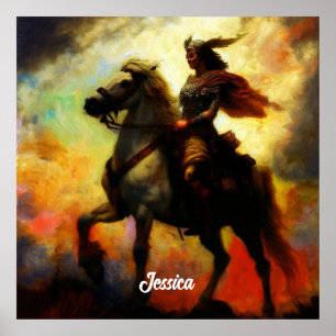 Beautiful Valkyrie on Horseback Poster