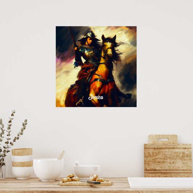 Beautiful Valkyrie on Horseback Poster (Kitchen)