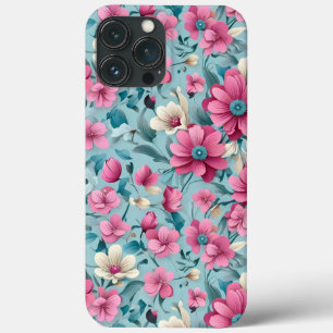 Beautiful Vector Floral Flowers Seamless Pattern iPhone 13 Pro Max Case
