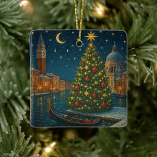 beautiful venice christmas ceramic ornament