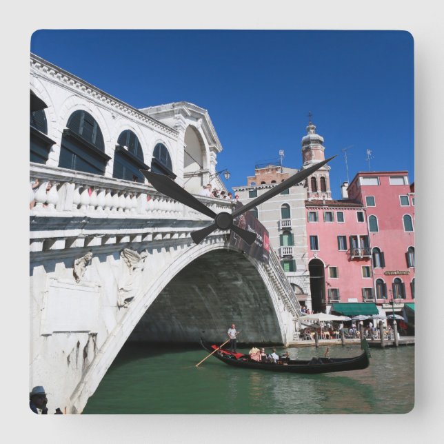 Beautiful Venice, Rialto Bridge Square Wall Clock (Front)
