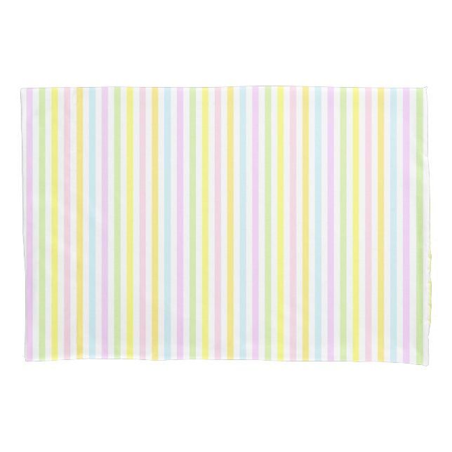 Beautiful Vertical Stripes in Pastel Colours Pillowcase (Front)